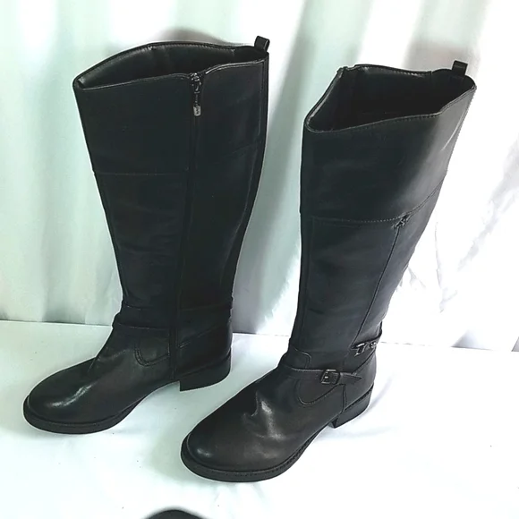 Easy Spirit Sleigh Tall Leather Black Boots Size 7W - Picture 2 of 11